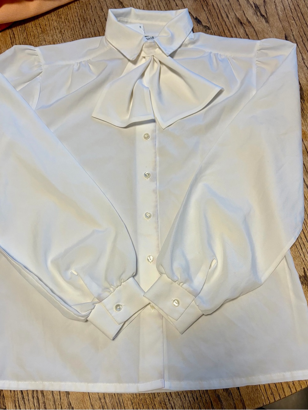 Women's White Bow-Front Button Blouse size Med